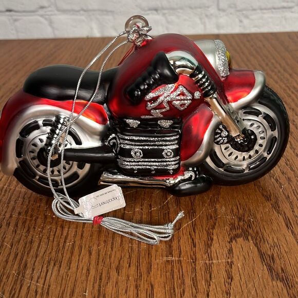 Department 56 Motorcycle Mercury Glass Christmas Ornament In Box 77042 - Picture 4 of 8